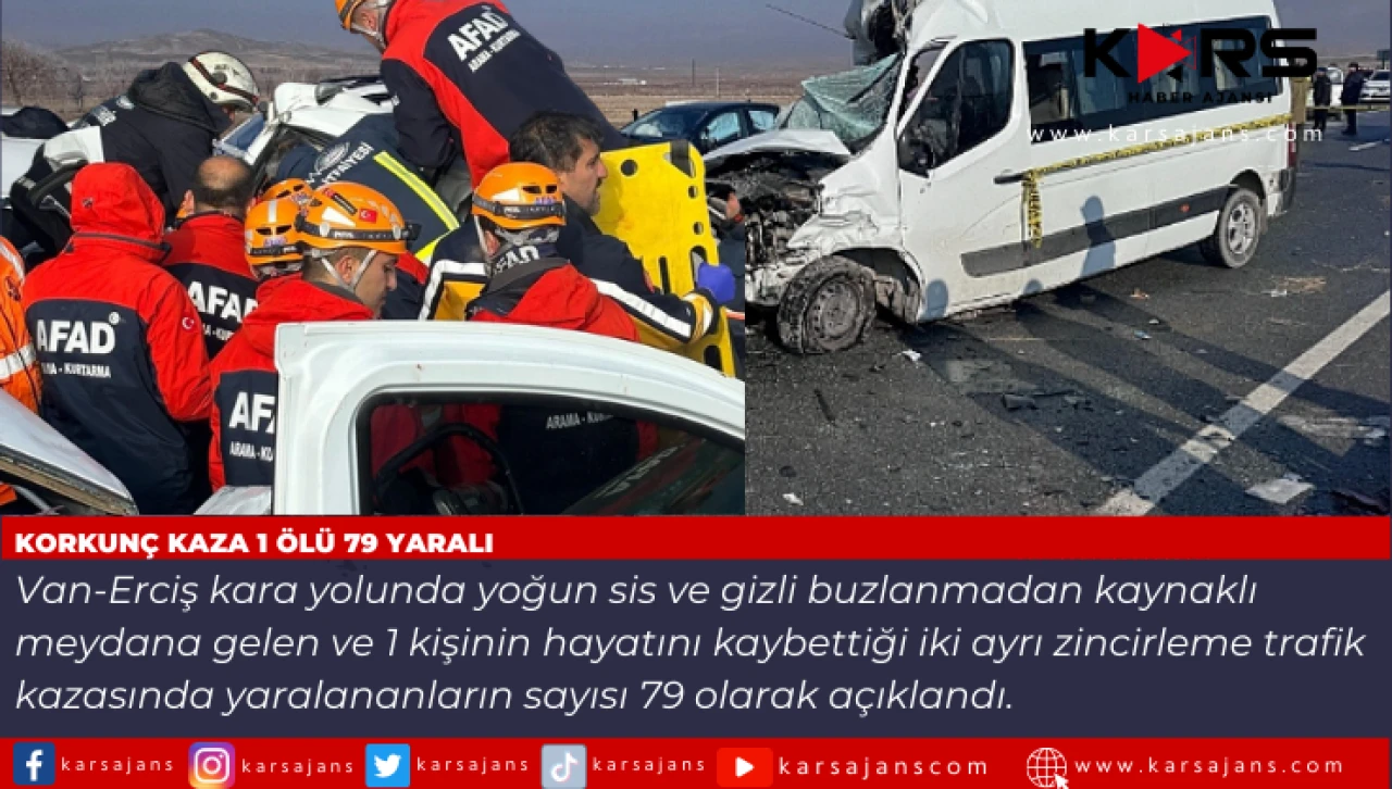 Van-Erciş yolunda sis ve buzlanma faciası: 1 ölü, 79 yaralı!