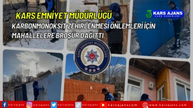 Kars Emniyet Müdürlüğü, karbonmonoksit zehirlenmesi önlemleri için mahallelere broşür dağıttı.