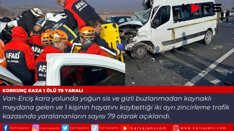 Van-Erciş yolunda sis ve buzlanma faciası: 1 ölü, 79 yaralı!